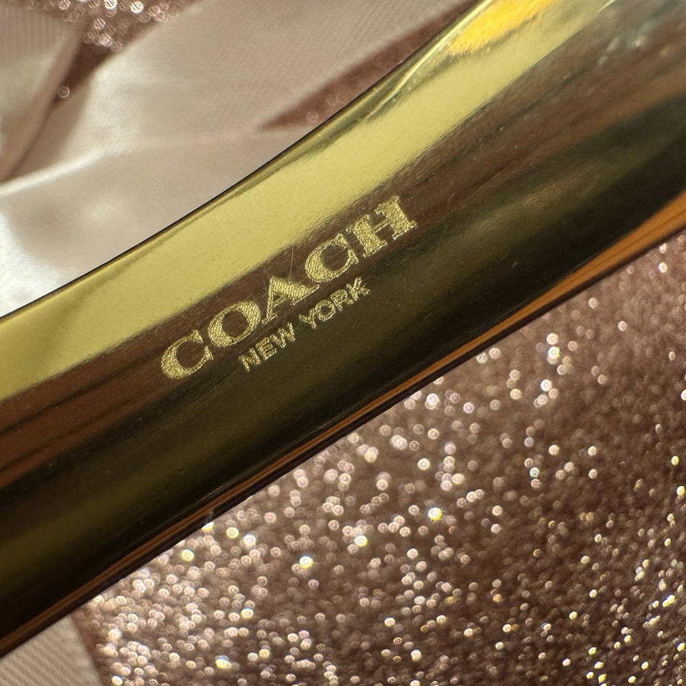 NWT Coach Enamel logo gold tone Signature Bangle bracelet Pink Box MSRP:$148 - Picture 6 of 13